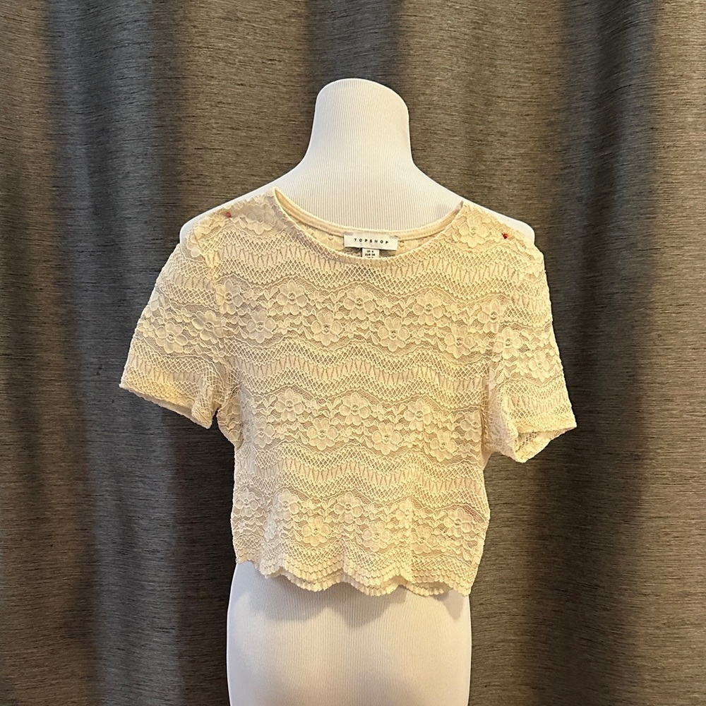 Topshop Cream Lace Crop Top